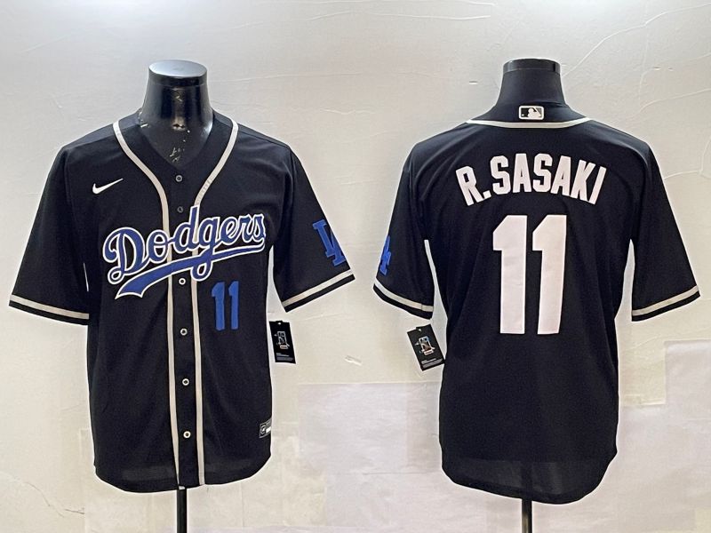Men Los Angeles Dodgers #11 R.Sasaki Black Fashion Game 2025 Nike MLB Jersey style 22